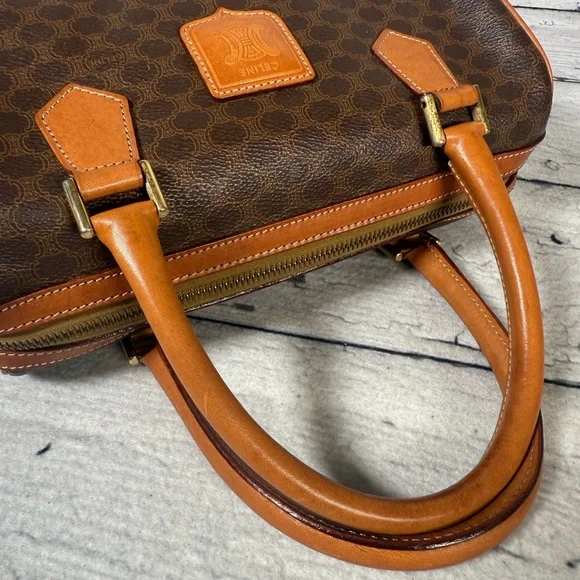 Celine Macadam Boston Brown Monogram Canvas Leather Handbag - Picture 7 of 16